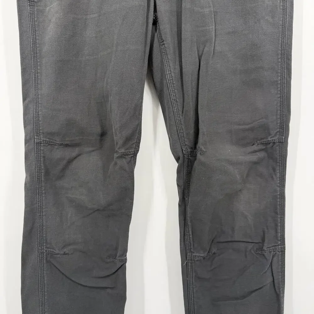Mens Grey Carhartt Rugged Flex Slim Fit Canvas 5 Pocket Tapered Work Pants 32x34